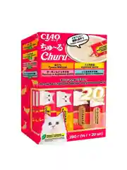 Лакомство для кошек Inaba Ciao Churu, пюре ассорти, тунец Магуро и куриное филе, 280 г