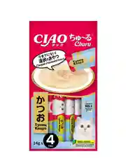 Лакомство пюре тунец Кацуо INABA Ciao Churu, для кошек, 4 штуки по 14 г