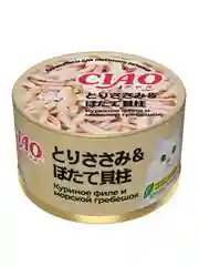 Влажный корм Куриное филе и морской гребешок Ciao can, для кошек, 85 г