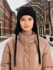 Черный женская теплая шапка ушанка вязаная
