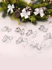 Серый новогоднее ёлочное украшение "Бант" 12 шт ( 5х5 см)