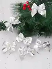 Серый новогоднее ёлочное украшение "Бант" 12 шт ( 5х5 см)