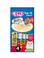 Лакомство INABA Ciao Churu, тунец Магуро и морской гребешок, для кошек, 4 штуки по 14 г