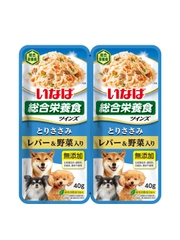 Влажный корм INABA Twins, куриное филе с овощами и печенью, 80 г