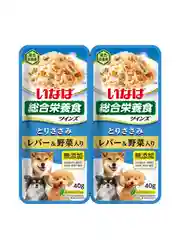 Влажный корм INABA Twins, куриное филе с овощами и печенью, 80 г
