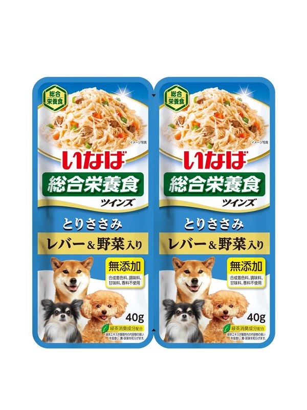Влажный корм INABA Twins, куриное филе с овощами и печенью, 80 г