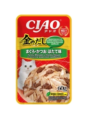 Влажный корм INABA Ciao Kinnodashi, тунец Магуро, тунец Кацуо, морской гребешок, 60 г
