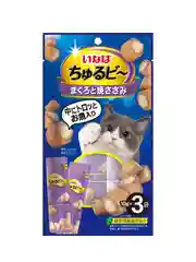 Лакомство INABA Churu Bee, трубочки тунец Магуро, куриное филе для кошек, 30 г