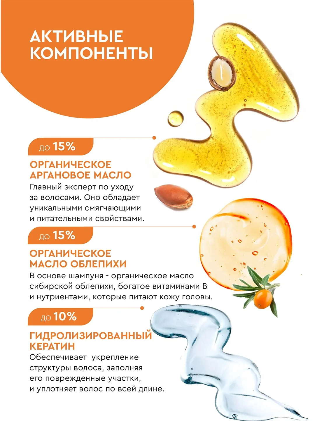 Облепиховый шампунь Professional Organic Oil "Густота и рост", 240 мл