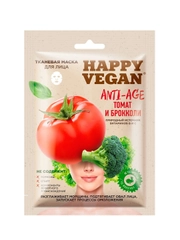 Тканевая маска для лица Happy Vegan Anti- age "Томат и брокколи", 25 мл