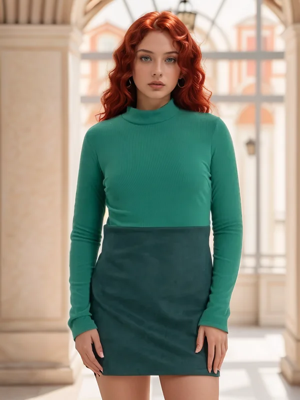 Зеленый платье женское из кашемира