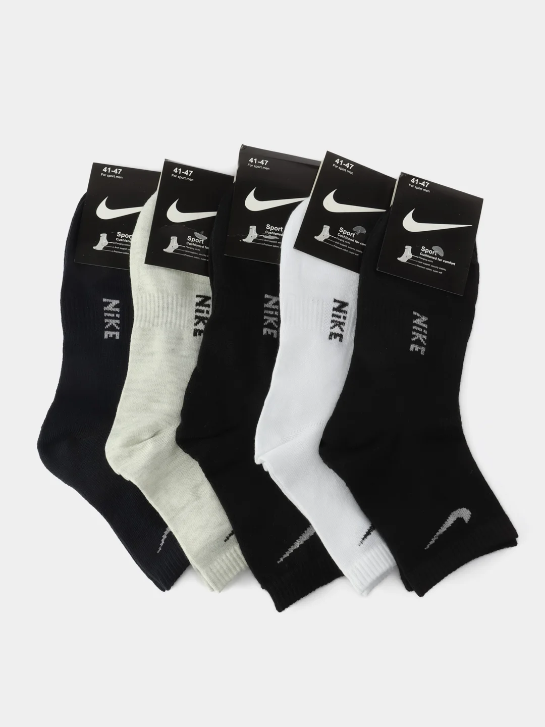 Носки мужские спортивные Nike Найк средние 5 пар в комплекте. Подарок