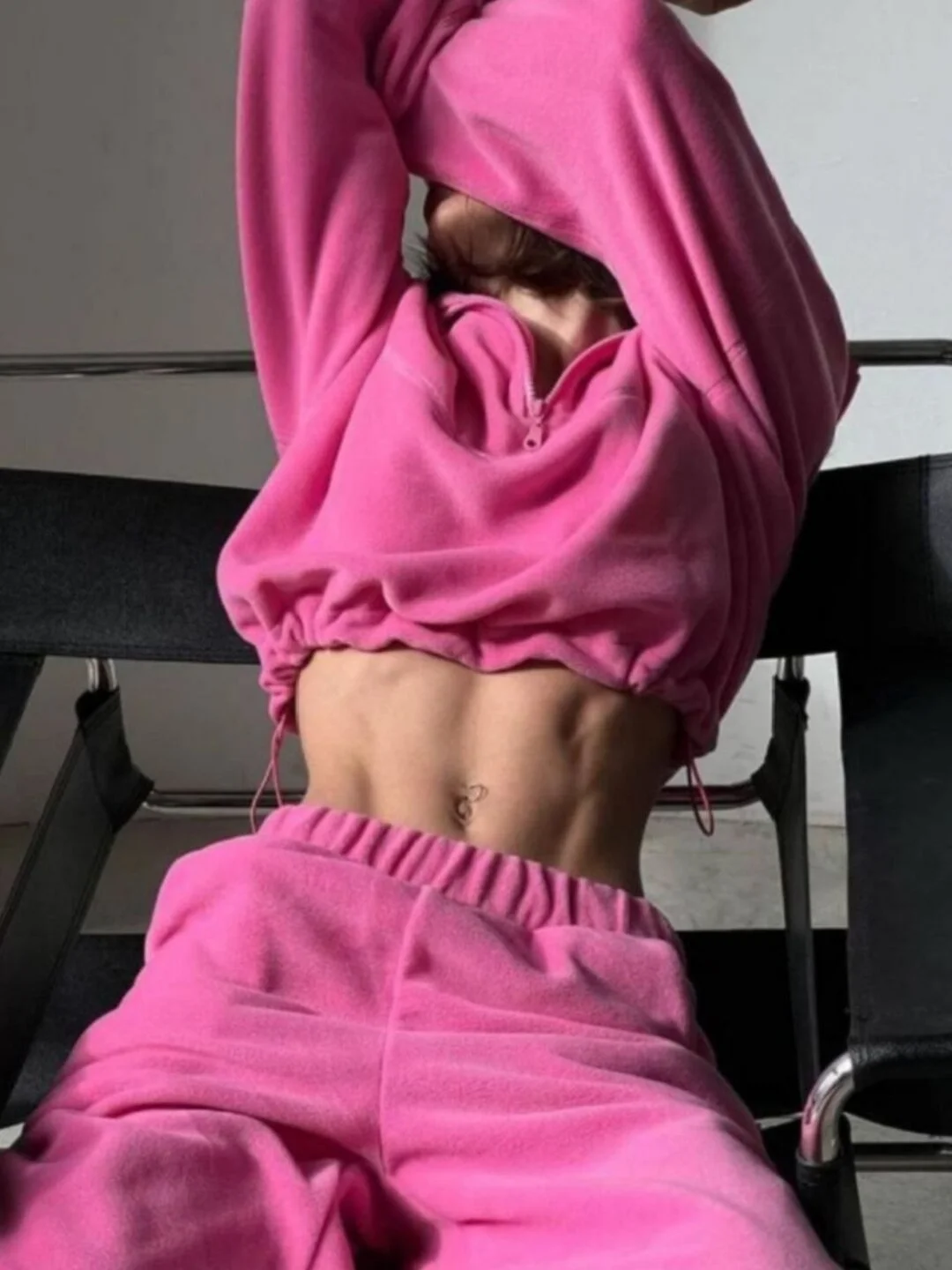 Красный костюм женский спортивный теплый флисовый плюшевый