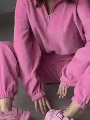 Красный костюм женский спортивный теплый флисовый плюшевый