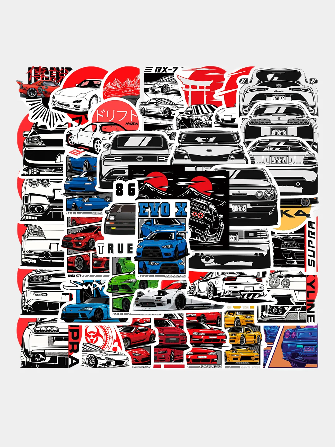 Красный наклейки стикеры JDM, машины, японские машинки