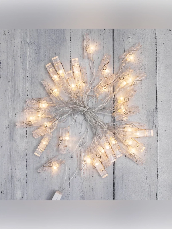 Гирлянда Neon-Night Прищепки, светодиодная, 30 LED, теплый белый, 5 м