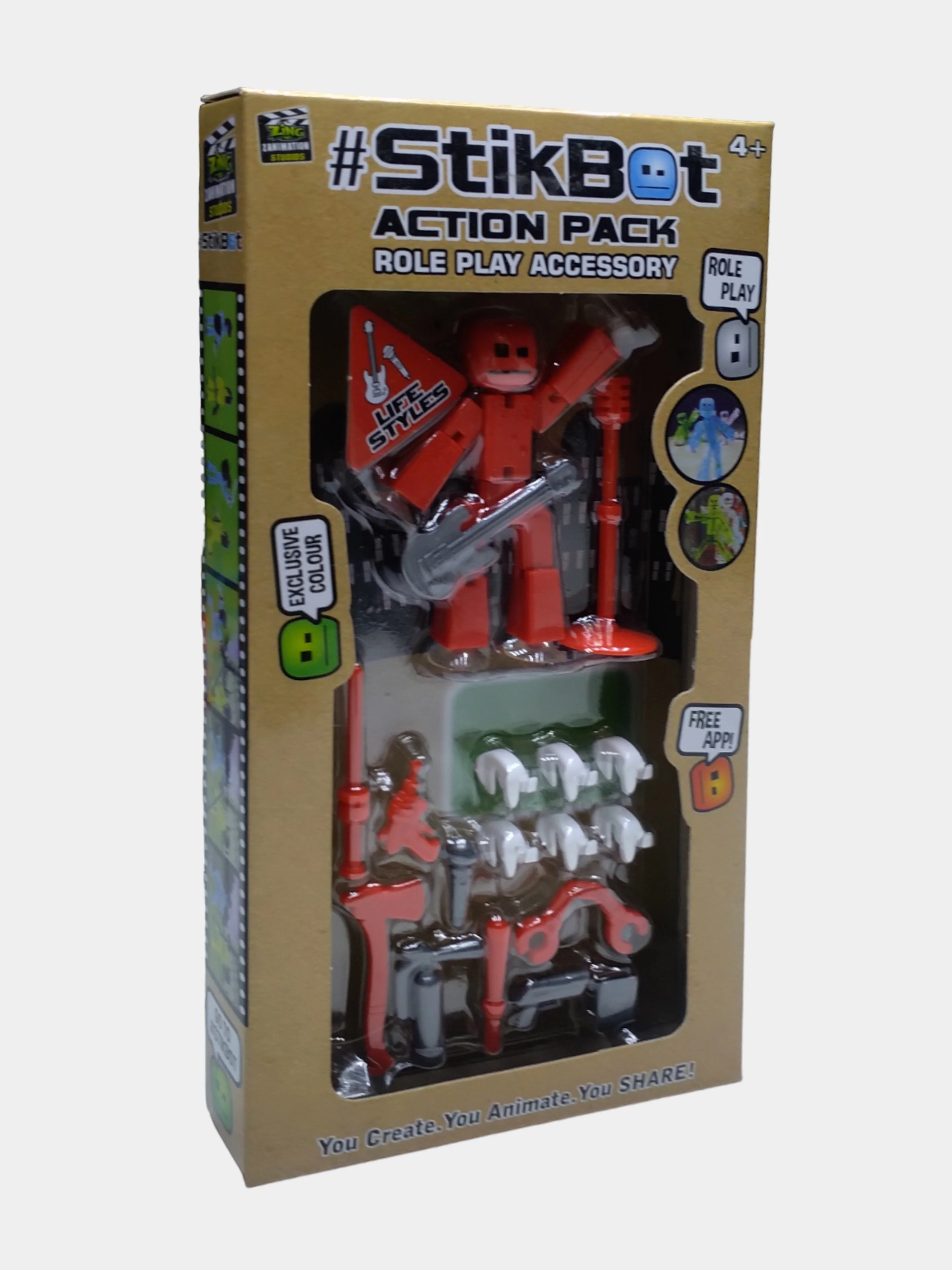 Красный фигурка Стикбот (Stikbot) с аксессуарами. Человечек для анимационной студии