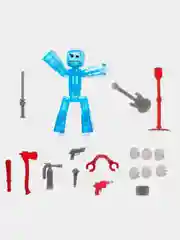 Голубой фигурка Стикбот (Stikbot) с аксессуарами. Человечек для анимационной студии