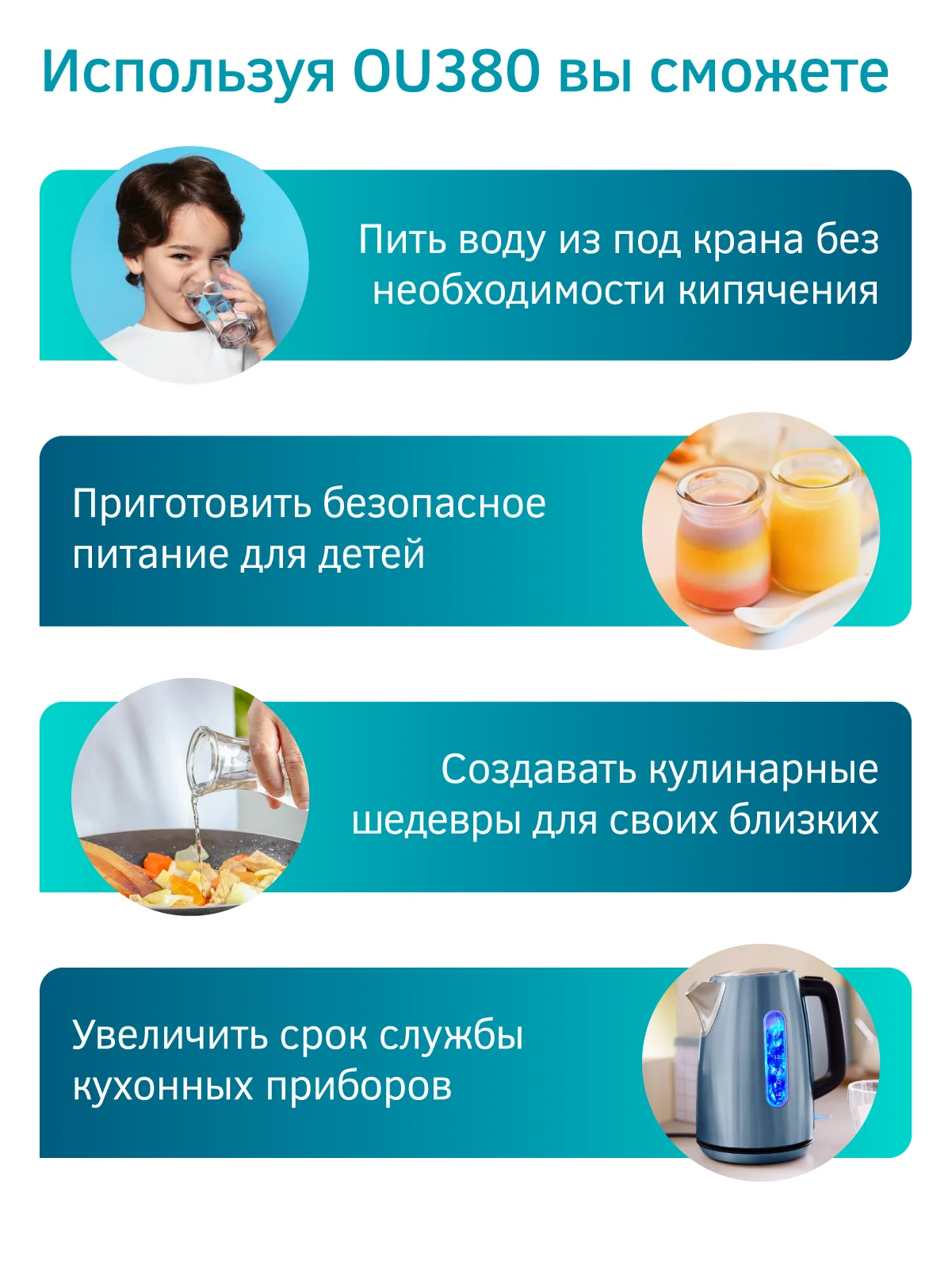 Фильтр для воды под мойку с обратным осмосом Prio OU380, 5 ступеней, Slim Line 10"