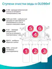 Фильтр для воды с обратным осмосом и минерализатором Prio OU390nf (без крана), 6 ступеней