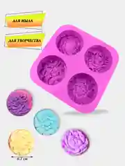 Сиреневый силиконовая форма круги для мыла " Микс цветов", 4 ячейки