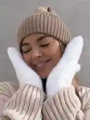 Белый варежки белые, шерстяные, зимние, с меховым подкладом, утепленные