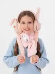 Бежевый набор наушники и шарфик утепленные, зимние, теплые