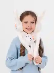 Белый набор наушники и шарфик утепленные, зимние, теплые