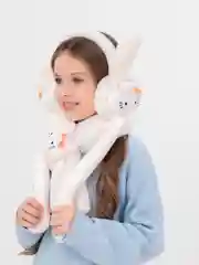 Белый набор наушники и шарфик утепленные, зимние, теплые