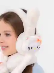 Белый набор наушники и шарфик утепленные, зимние, теплые