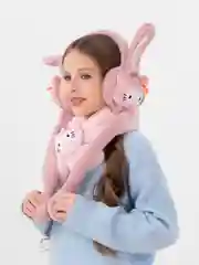 Пастельно-коралловый набор наушники и шарфик утепленные, зимние, теплые