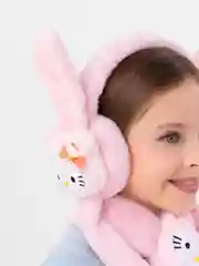 Розовый набор наушники и шарфик утепленные, зимние, теплые