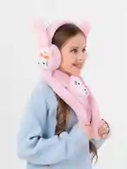 Розовый набор наушники и шарфик утепленные, зимние, теплые