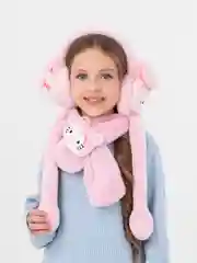Розовый набор наушники и шарфик утепленные, зимние, теплые