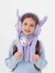 Сиреневый набор наушники и шарфик утепленные, зимние, теплые