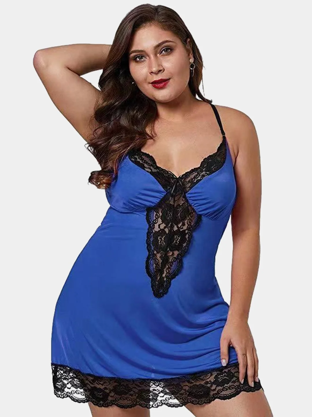 Синий пеньюар со стрингами, большие размеры Plus Size 46-48-50-52-54-56, разные цвета