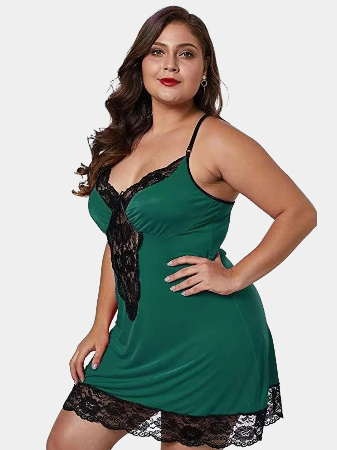Зеленый пеньюар со стрингами, большие размеры Plus Size 46-48-50-52-54-56, разные цвета
