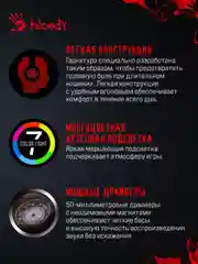 Синий наушники игровые компьютерные A4Tech Bloody G500, G521, M590i