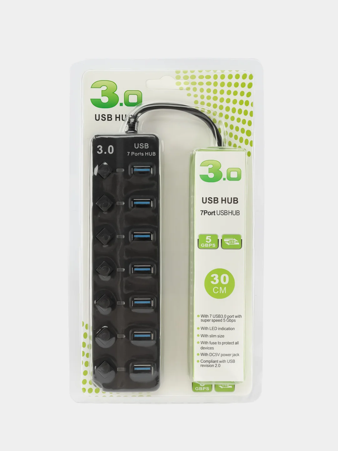 Разветвитель usb hub 3.0, 7 портов
