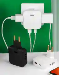 Тройник для розетки плоский, с USB поворотный сетевой фильтр на 180 градусов