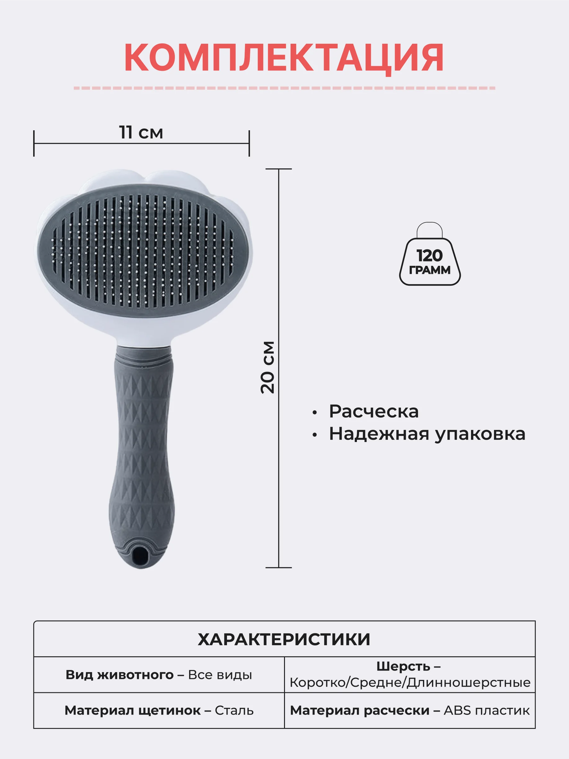 Аметистовый расческа для кошек и собак чесалка для вычесывания шерсти, дешеддер, колтунорез