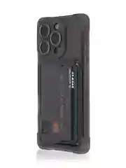 Черный чехол для iPhone 16 Pro противоударный ROSCO, силиконовый, с карманом для карт, углами