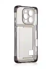 Черный чехол для iPhone 16 Pro противоударный ROSCO, силиконовый, с карманом для карт, углами