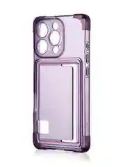 Фиолетовый чехол для iPhone 16 Pro противоударный ROSCO, силиконовый, с карманом для карт, углами
