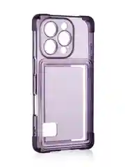 Фиолетовый чехол для iPhone 16 Pro противоударный ROSCO, силиконовый, с карманом для карт, углами