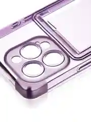 Фиолетовый чехол для iPhone 16 Pro противоударный ROSCO, силиконовый, с карманом для карт, углами