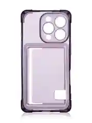 Фиолетовый чехол для iPhone 16 Pro противоударный ROSCO, силиконовый, с карманом для карт, углами