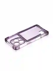 Фиолетовый чехол для iPhone 16 Pro противоударный ROSCO, силиконовый, с карманом для карт, углами