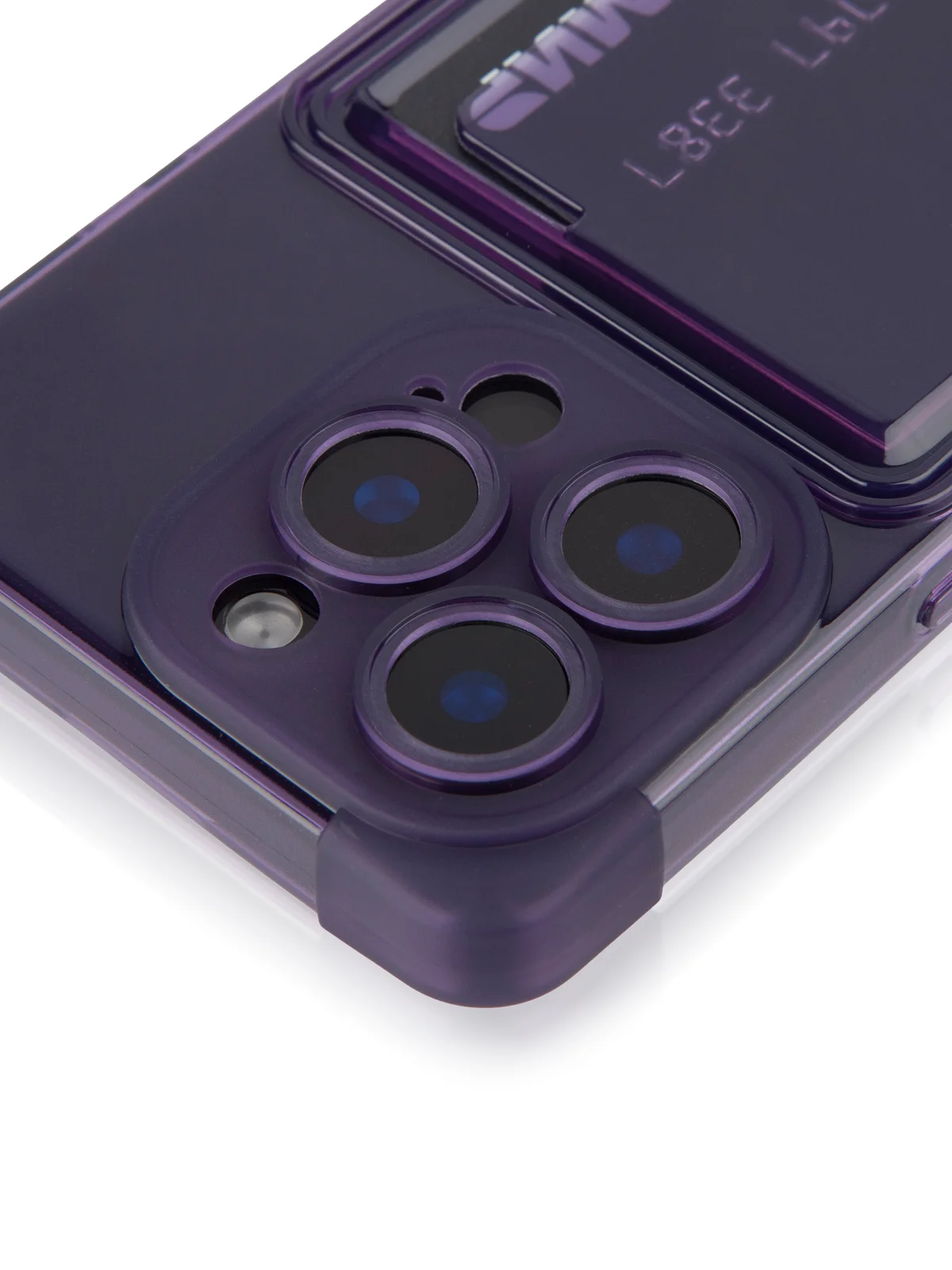 Фиолетовый чехол для iPhone 16 Pro противоударный ROSCO, силиконовый, с карманом для карт, углами