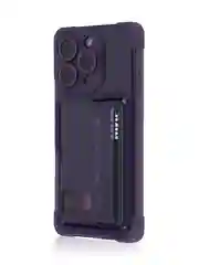 Фиолетовый чехол для iPhone 16 Pro противоударный ROSCO, силиконовый, с карманом для карт, углами